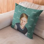 Taie de Coussin Personnalisée avec Photo et Nom Décoration Intérieure Multicolore Cadeau Fête Anniversaire pour Famille