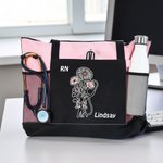 Estetoscopio personalizado arco de nacimiento Flor Bouquet Tote Bag con el título y el nombre de la semana de la enfermera Apreciación Graduación Regalo para la enfermera médico