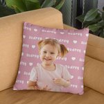 Taie de Coussin Personnalisée avec Photo et Nom Décoration Intérieure Multicolore Cadeau Fête Anniversaire pour Famille