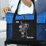 Estetoscopio personalizado arco de nacimiento Flor Bouquet Tote Bag con el título y el nombre de la semana de la enfermera Apreciación Graduación Regalo para la enfermera médico