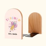 Henkilökohtainen 1 pari Pencil Coquette Bow Heavy Duty Wood Bookends kanssa nimi takaisin kouluun arvostus lahja opettajalle