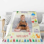 Personalised Colourful Pencil Drawing Self Affirmation Soft Blanket with Photo and Name Children's Day Birthday Inspirational Gift for Kid