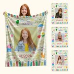 Personalised Colourful Pencil Drawing Self Affirmation Soft Blanket with Photo and Name Children's Day Birthday Inspirational Gift for Kid