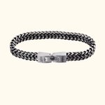 Personalised Men's Stainless Steel Interlocking Bracelet with Engraved Names or Maps Long Distance Relationship Anniversary Gift for Him