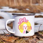 Personalisierte niedlichen Bogen Bleistift 11oz Kind Emaille-Becher mit Initial & Name zurück zu Schule Geschenk für Jungen Mädchen