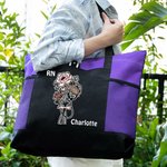 Estetoscopio personalizado arco de nacimiento Flor Bouquet Tote Bag con el título y el nombre de la semana de la enfermera Apreciación Graduación Regalo para la enfermera médico