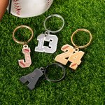 Personalized Sports Baseball Number Letter Keychain with Name Game Day Birthday Gift for Sports Lover