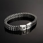Personalised Men's Stainless Steel Interlocking Bracelet with Engraved Names or Maps Long Distance Relationship Anniversary Gift for Him