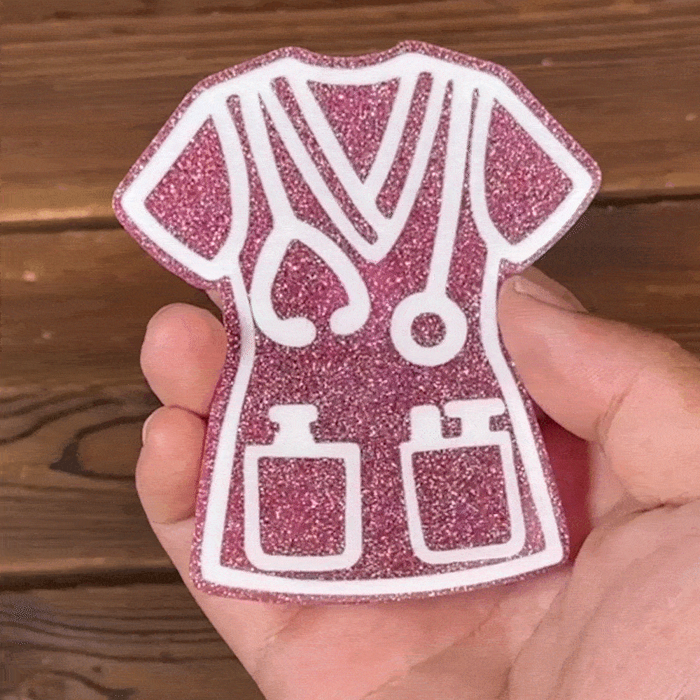 Personalized Glitter Nurse Uniform Acrylic Button Charm Accessory for Bogg Nurse Week Thank You Gift for Medical Staff