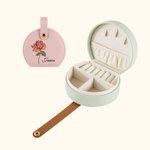 Personalized Birth Flower Hand-Held Leather Jewellery Box with Name Birthday Travel Accessory Gift for Girls