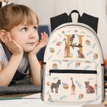 Personlig djungeldjur söt giraff zebra tiger vattentät barn skolryggsäck med namn och initialer Tillbaka till skolan födelsedagspresent för pojkar fli