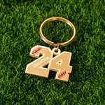 Personalized Sports Baseball Number Letter Keychain with Name Game Day Birthday Gift for Sports Lover