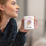 Personalised Pencil Coquette Bow 11oz Ceramic Mug with Name Appreciation Back to School Gift for Teacher