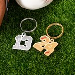 Personalized Sports Baseball Number Letter Keychain with Name Game Day Birthday Gift for Sports Lover