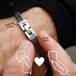 Personalised Men's Stainless Steel Interlocking Bracelet with Engraved Names or Maps Long Distance Relationship Anniversary Gift for Him