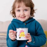 Personalisierte niedlichen Bogen Bleistift 11oz Kind Emaille-Becher mit Initial & Name zurück zu Schule Geschenk für Jungen Mädchen