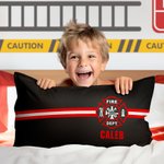 Personalized Fire Fighting Logo Stripe Throw Pillow Cover with Name Housewarming Graduation Gift for Firefighters
