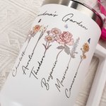 Personalized Multicolour Birth Flower 40oz Tumbler with Name Lid and Straw Birthday  Mother's Day Gift for Mother Grandma