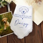 Personalised Close to Your Heart Dog Portrait Handkerchief with Name and Date Wedding Memorial Gift for Bride Groom Dog Lover