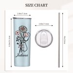 Personalized Birth Flower Bouquet Stethoscope 20oz Tumbler with Name Graduation Appreciation Gift for Nurse Doctor