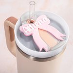 Plaque de Nom en Noeud Papillon Personnalisée avec Nom Accessoire de Tumbler 591ml à 1183ml Cadeau d'Anniversaire pour Elle