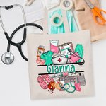Personalisierte Medical-Themed Design Canvas Tragetasche mit Namen Anerkennung Krankenschwester Woche Geschenk für Krankenschwester Arzt medizinisches Personal