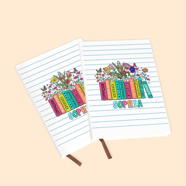 Personalized Book Pencil Wildflowers Name Notebook Teacher Appreciation School Season Gift for Teacher
