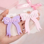 Plaque de Nom en Noeud Papillon Personnalisée avec Nom Accessoire de Tumbler 591ml à 1183ml Cadeau d'Anniversaire pour Elle