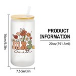 Personalized Vintage Flower 20oz Mrs Frosted Glass Tumbler with Name Lid and Straw Bridal Shower Appreciation Gift for Her