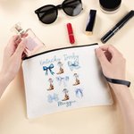 Personalized Cute Kentucky Derby Coquette Bow Women Makeup Bag with Name and Wrist Strap Portable Travel Accessory Gift for Horse Lovers