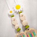 Personalized Flower Wooden Beaded Name Lanyard with Key Ring Gratitude Back to School Gift for Teacher