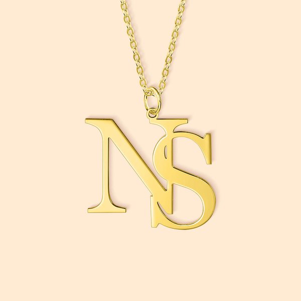 Personalised Chic Double Letters Necklace Wedding Birthday Jewellery Gift for Women