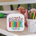 Personlig färgglad bok Vildblommor Fjäril Smyckeskrin med namn Tillbaka till skolan Tacksamhetsgåva till lärare