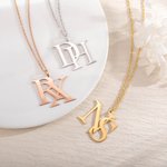 Personalised Chic Double Letters Necklace Wedding Birthday Jewellery Gift for Women