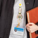 Personalized Flower Wooden Beaded Name Lanyard with Key Ring Gratitude Back to School Gift for Teacher