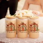 Personalized Vintage Flower 20oz Mrs Frosted Glass Tumbler with Name Lid and Straw Bridal Shower Appreciation Gift for Her