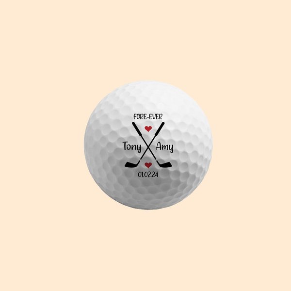 Balle de Golf Personnalisée avec Texte et Date Cadeau Mariage Fiançailles pour Homme Amateur de Golf