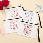 Personalized Cute Kentucky Derby Coquette Bow Women Makeup Bag with Name and Wrist Strap Portable Travel Accessory Gift for Horse Lovers