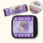 Personalized Just A Person Who Loves Traveling Luggage Handle Wrap Set of 2 with Name and Contact Card Travel Accessories Gift for Travel Lovers