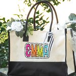 Personalised Dalmatian Dots Large Capacity Canvas Tote Bag with Name and Waterproof Liner Bridesmaid Party Birthday Gift for Her