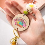 Personalized Flower Wooden Beaded Name Lanyard with Key Ring Gratitude Back to School Gift for Teacher