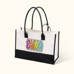 Personalised Dalmatian Dots Large Capacity Canvas Tote Bag with Name and Waterproof Liner Bridesmaid Party Birthday Gift for Her