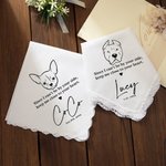Personalised Close to Your Heart Dog Portrait Handkerchief with Name and Date Wedding Memorial Gift for Bride Groom Dog Lover