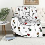 Personalised Heart Hugging Bears Birth Flower Fleece Soft Blanket with 2-9 Names Birthday Gift for Family