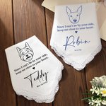 Personalised Close to Your Heart Dog Portrait Handkerchief with Name and Date Wedding Memorial Gift for Bride Groom Dog Lover