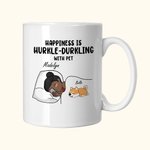 Personalized Happiness Is Hurkle-Durkling With Pets Ceramic Mug with Name Birthday Gift for Pet Lover