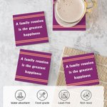 Personalised Multicolour Stripe Family Reunion Quote Water Absorbent Square Ceramic Coasters with Text Set of 2 Housewarming Gift for Family