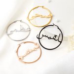 Boucles d'Oreilles Personnalisées avec Nom Arabe Grandes Boucles d'Oreilles Cadeau Anniversaire de Mariage Cadeau pour Femme Fille Amie Islamique