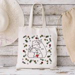 Borsa personalizzata Love Hugging Bear Family Tote Bag con fiore di nascita e 2-9 nomi Regalo di compleanno anniversario festa della mamma per lei