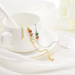 Personalized Dainty 2-6 Square Birthstones Family Bracelet Birthday Anniversary Gift for Women